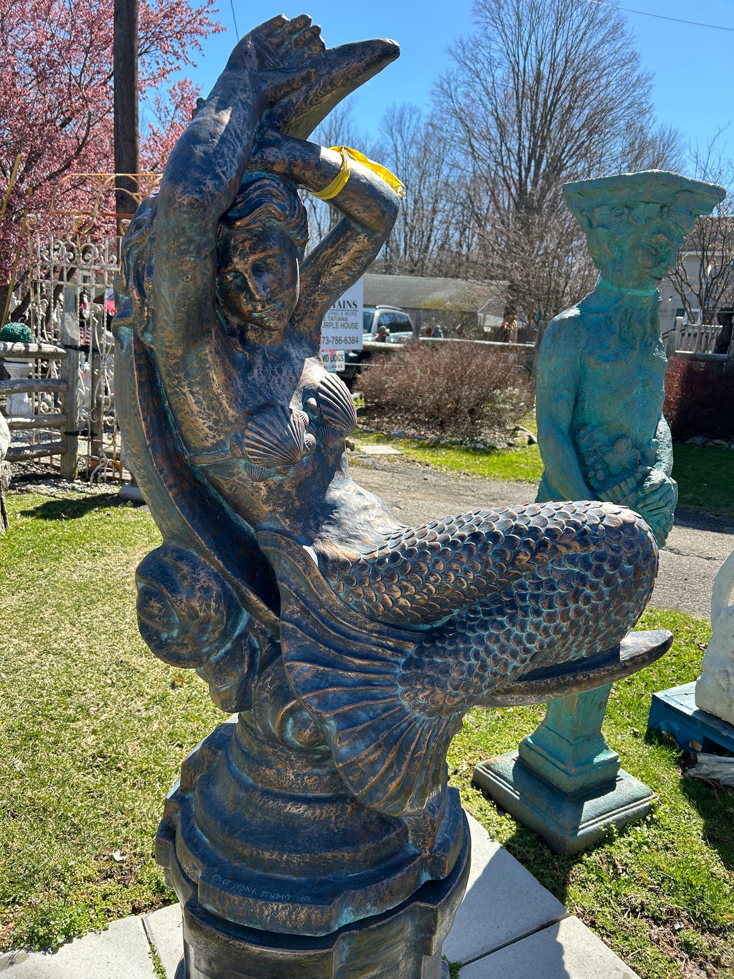 Mermaid on Moon with Pedestal