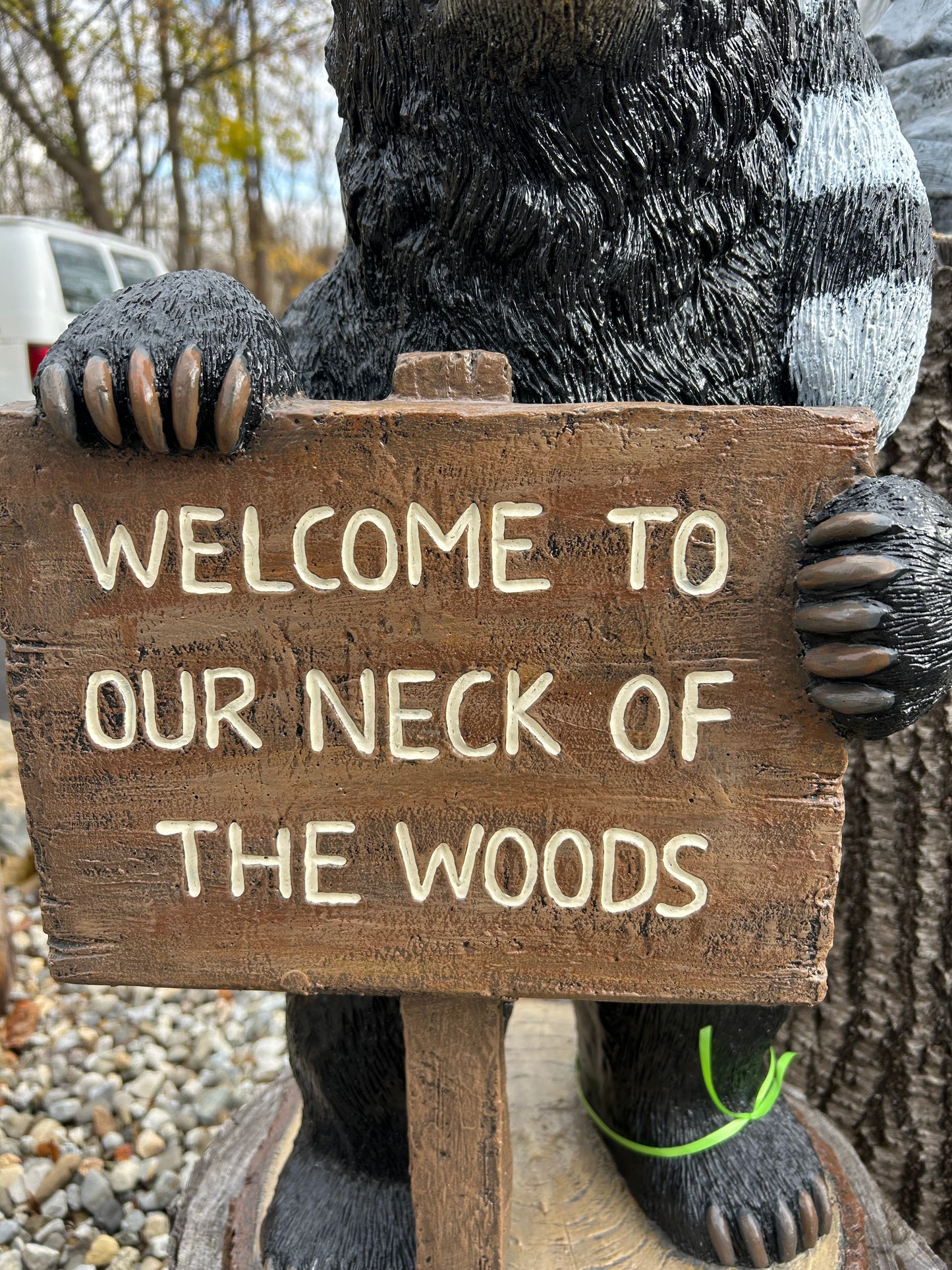 Standing Bear with “Welcome to Our Neck of the Woods”