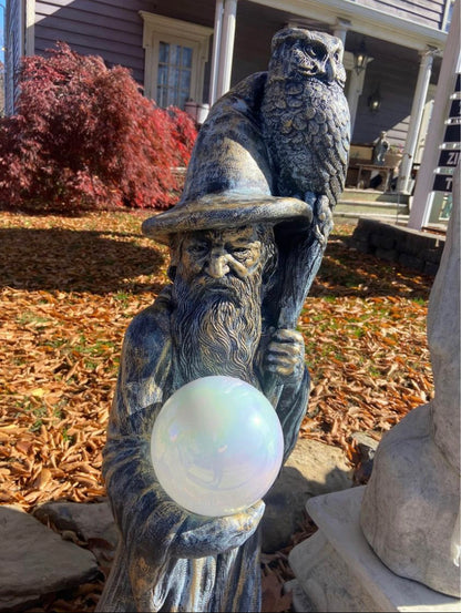 Wizard with Owl Statue