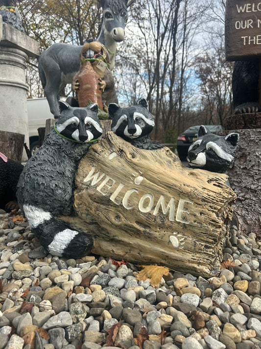 The 3 Raccoon’s Welcome Statue