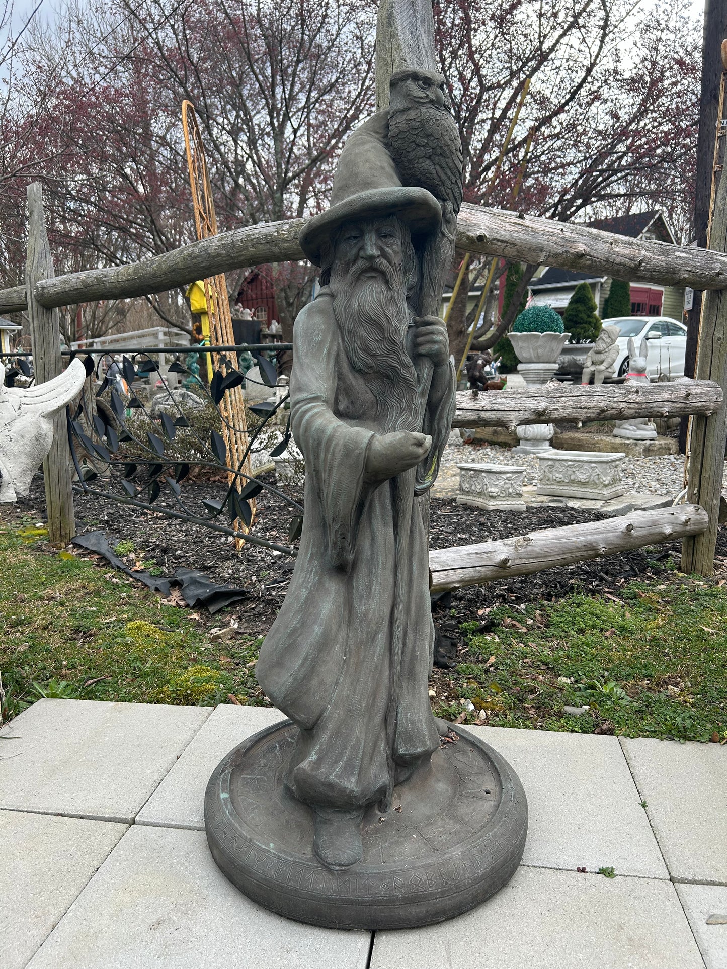 Wizard with Owl Statue