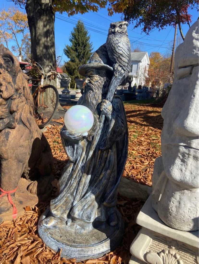 Wizard with Owl Statue