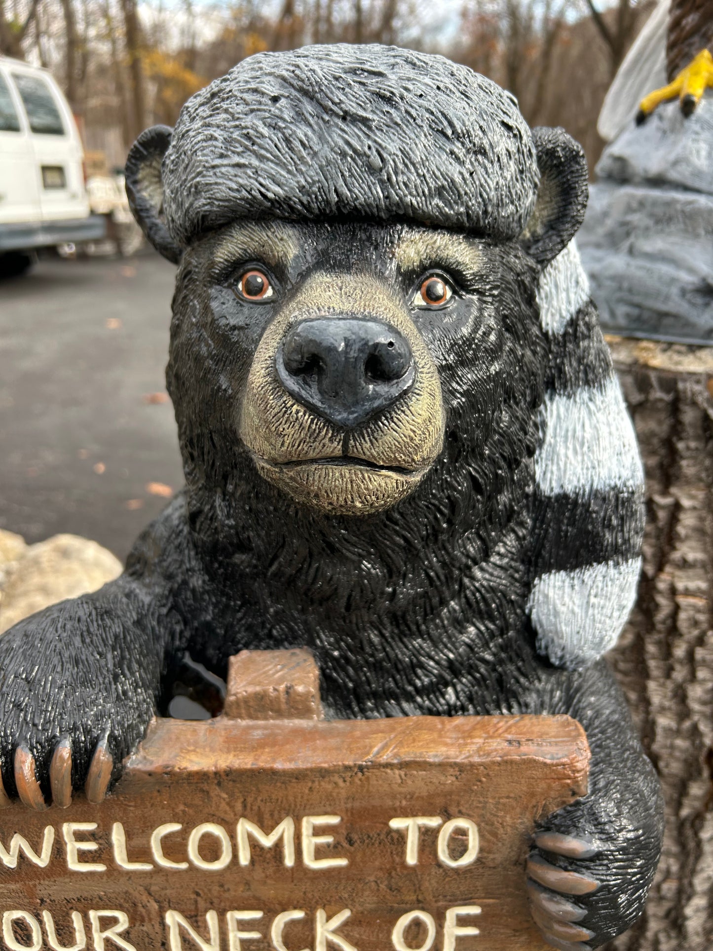 Standing Bear with “Welcome to Our Neck of the Woods”