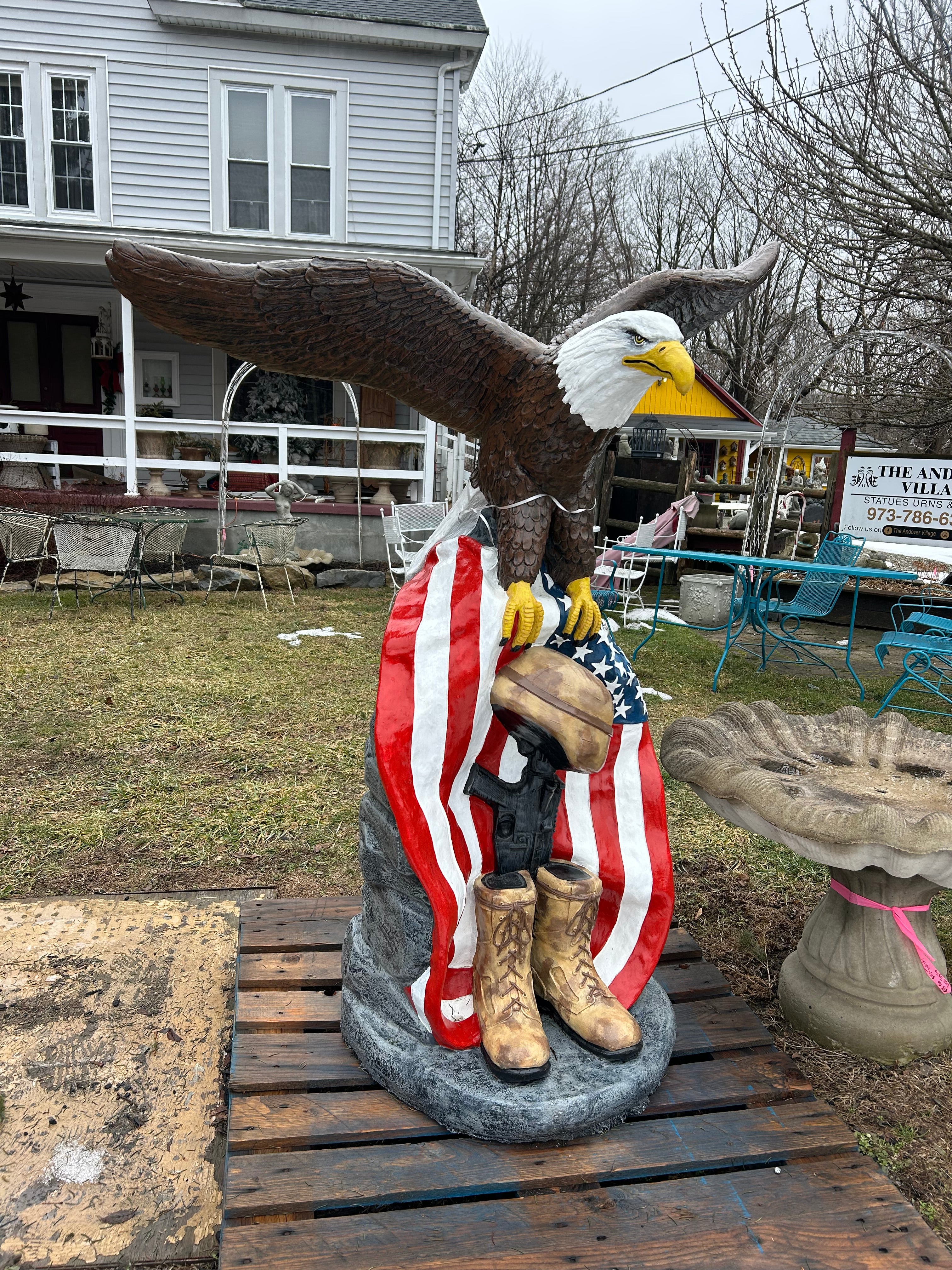 X-Lrg Eagle with Flag and Battle Cross – Ziegler's Statuary
