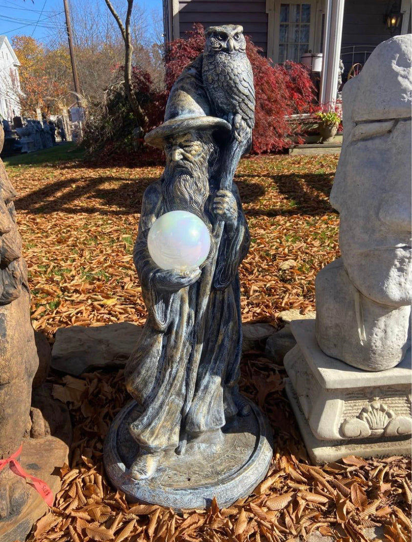 Wizard with Owl Statue