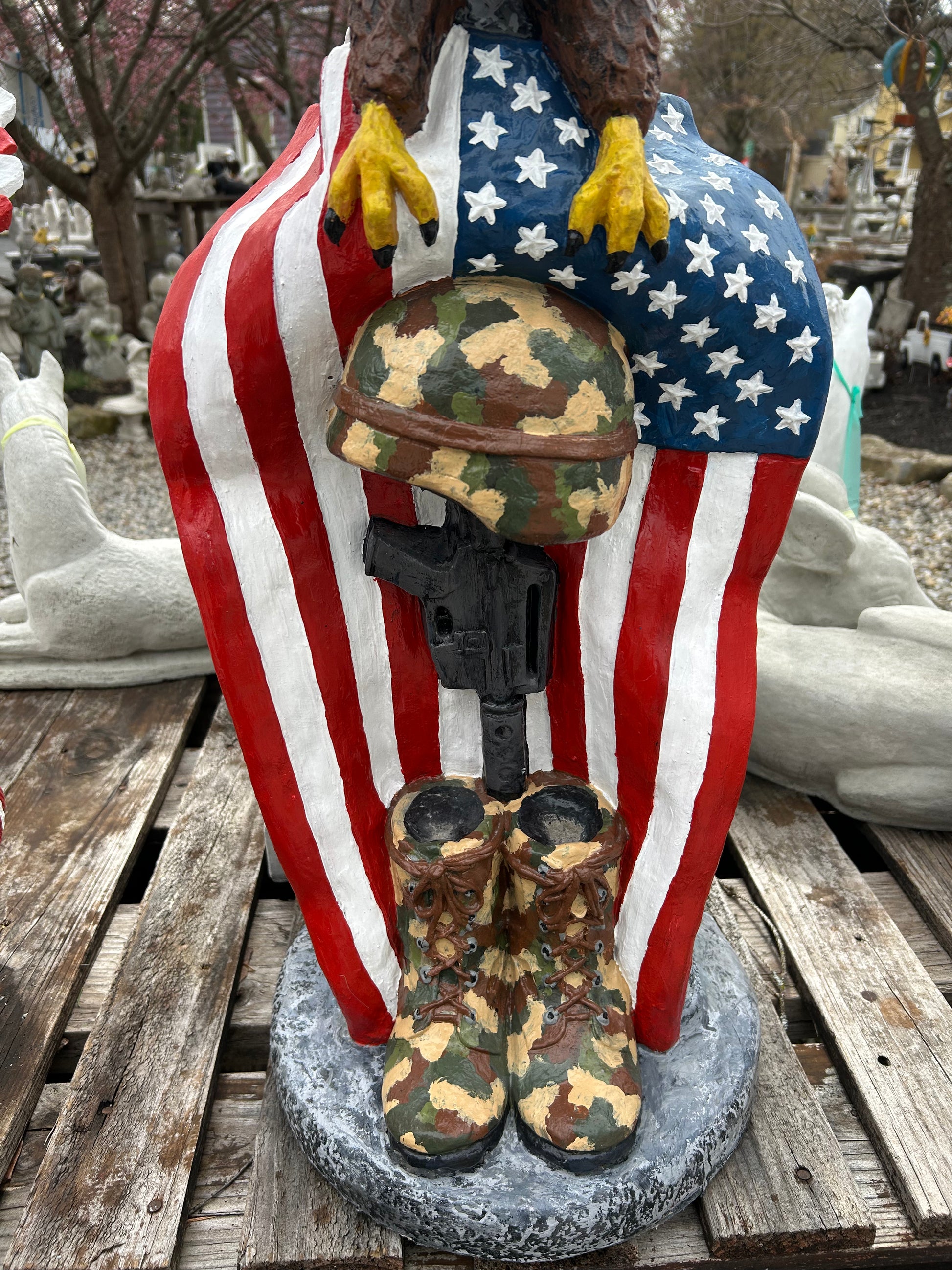 Eagle w/ Flag and Battle Cross – Ziegler's Statuary Eagle w/ Flag and Battle Cross – Ziegler's Statuary
