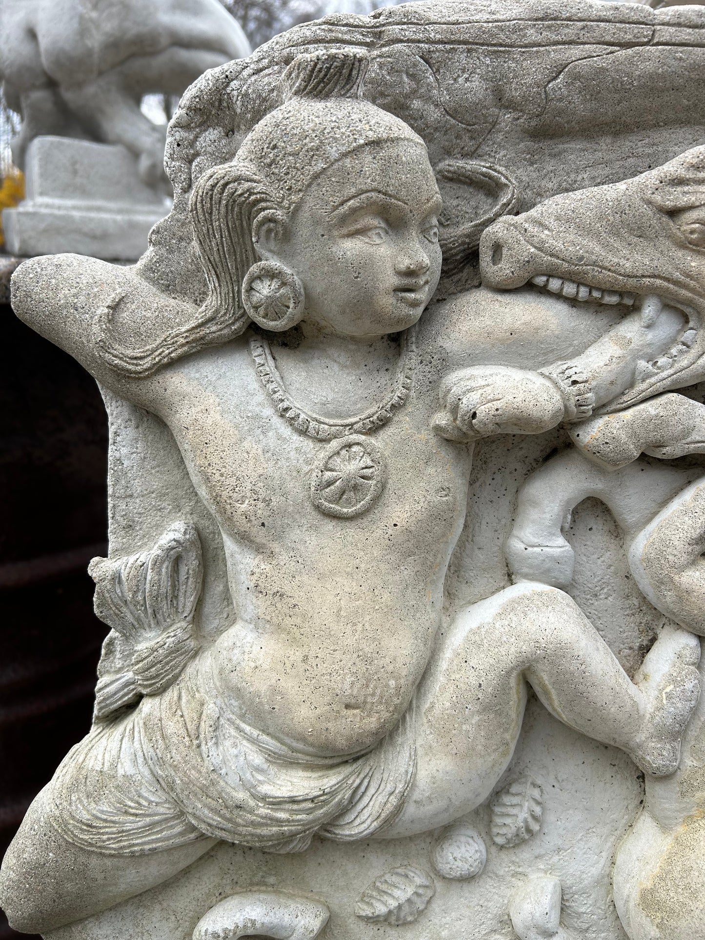 Krishna Slays Keshi Concrete Plaque