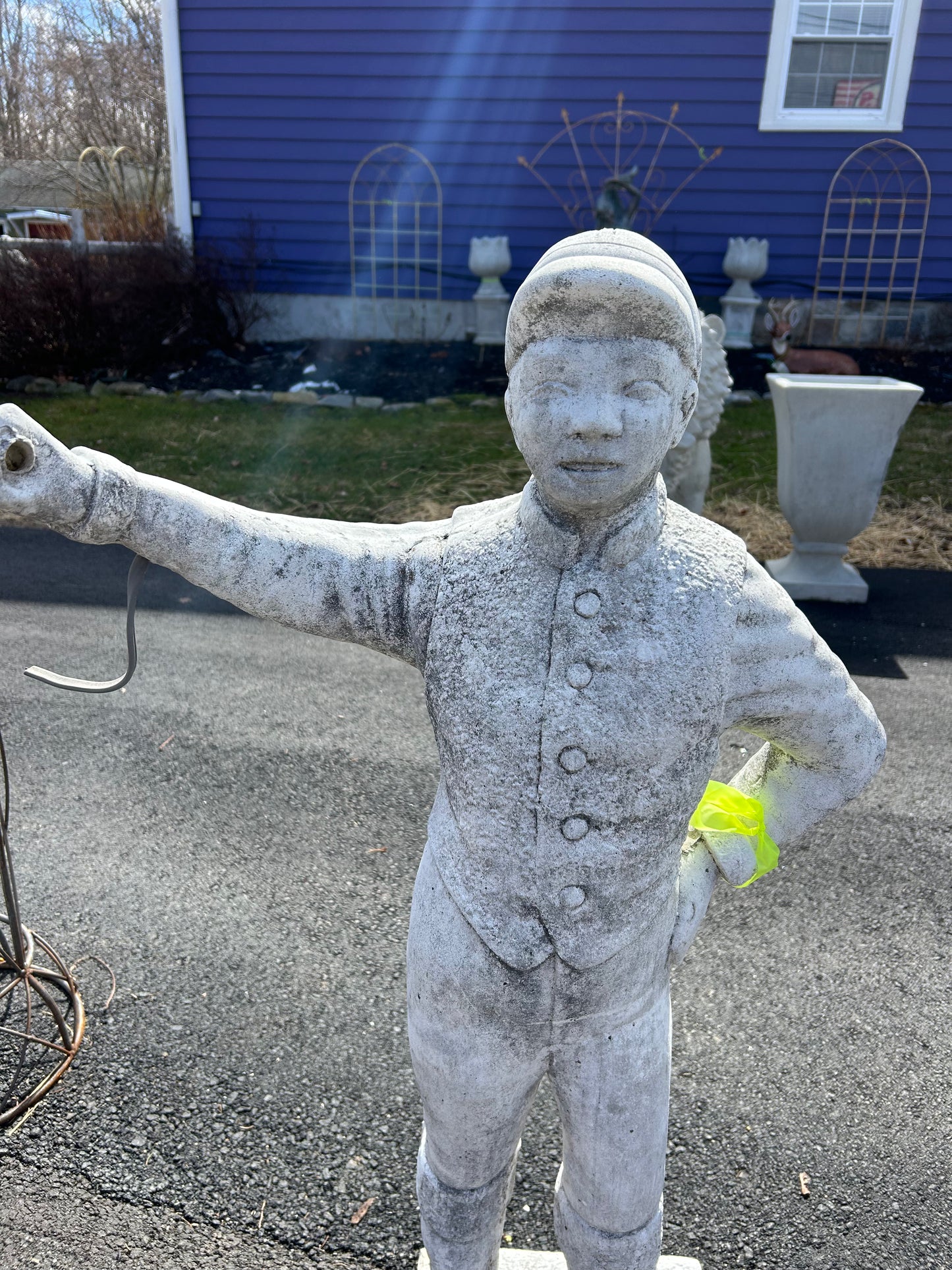 44” Tall Lantern Jockey Concrete Statue
