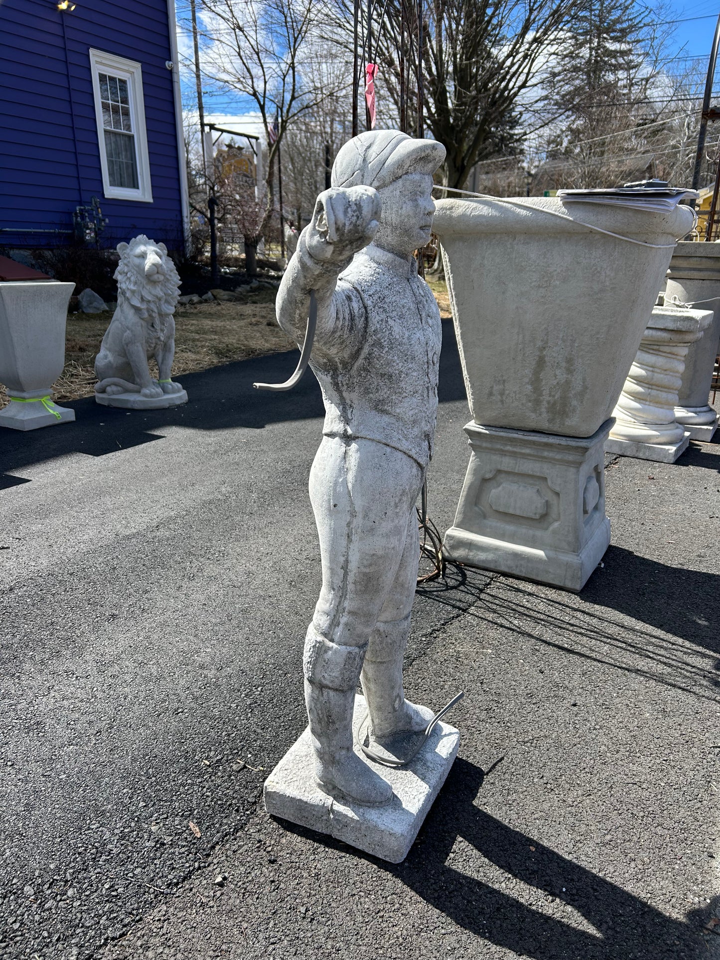 44” Tall Lantern Jockey Concrete Statue