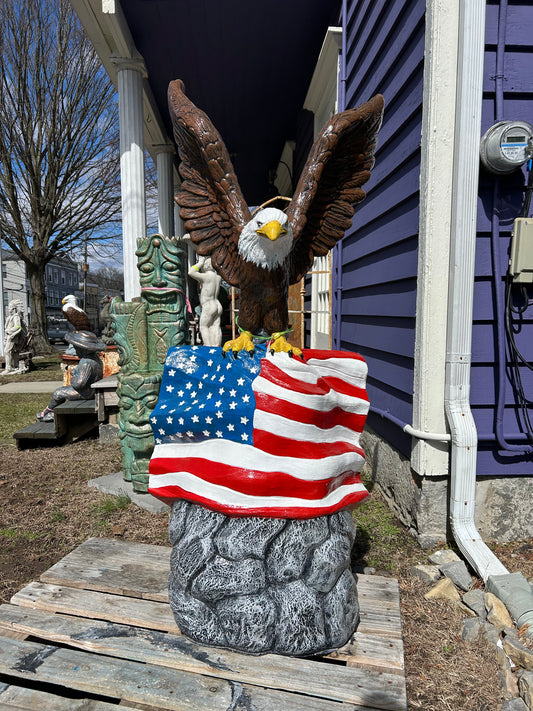 Large Eagle w/ Flag on Rock