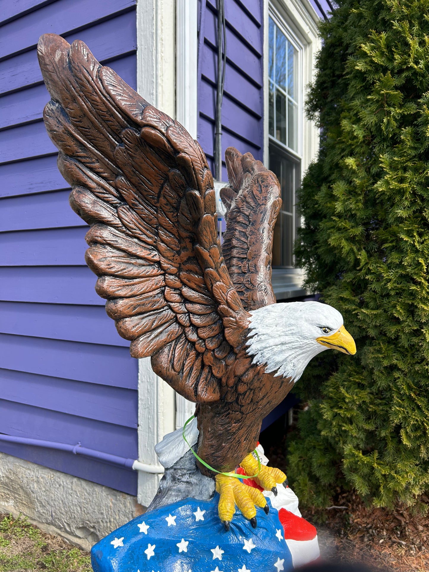 Large Eagle w/ Flag on Rock