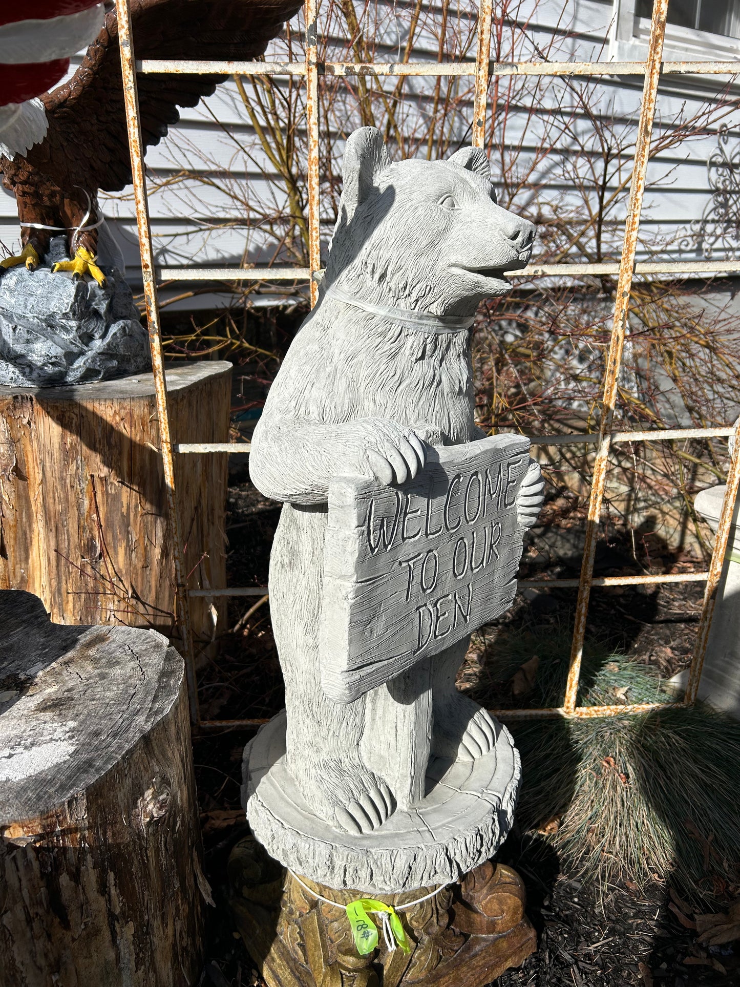 “Welcome to our Den” Bear Concrete Statue