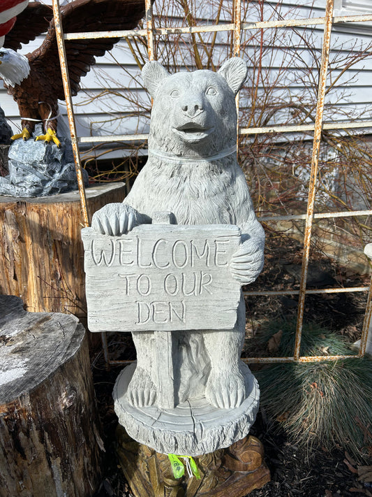 “Welcome to our Den” Bear Concrete Statue