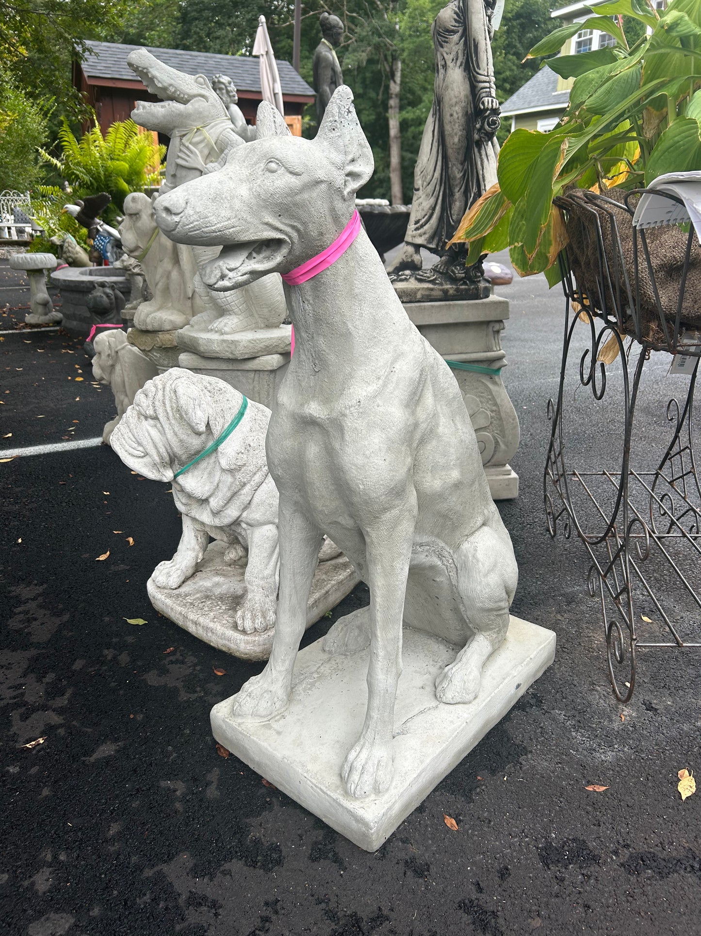 Doberman Concrete Dog Statue