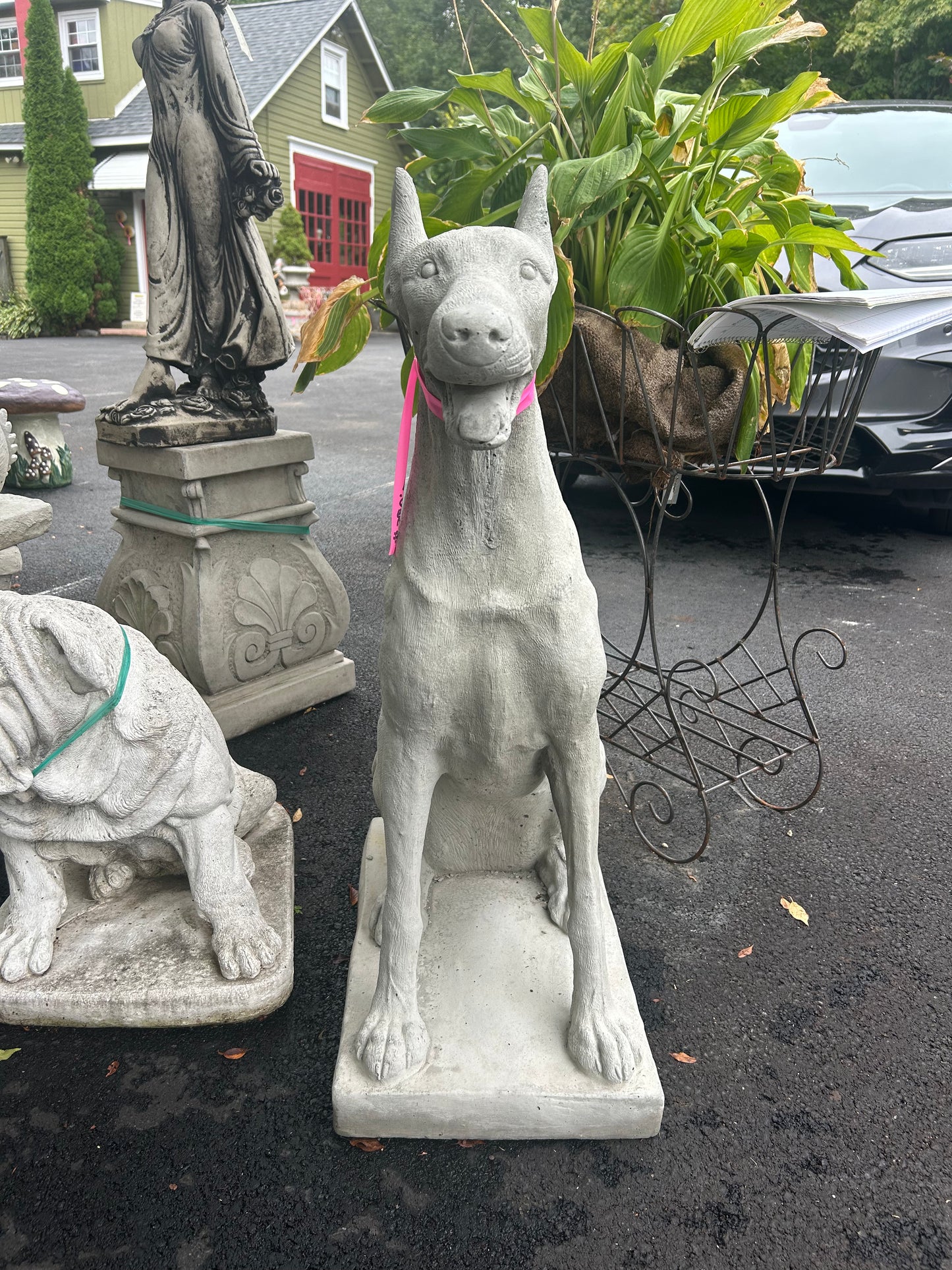 Doberman Concrete Dog Statue