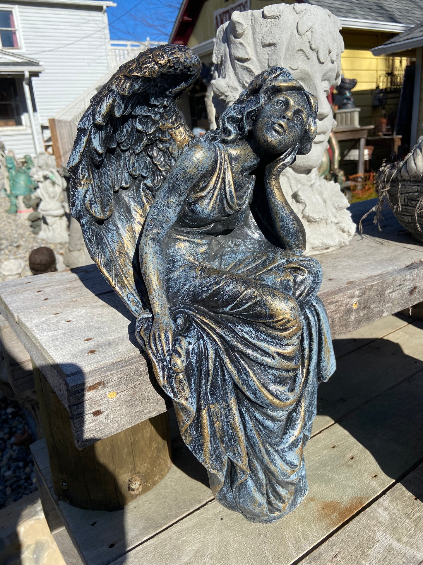 Bench Angel Statue