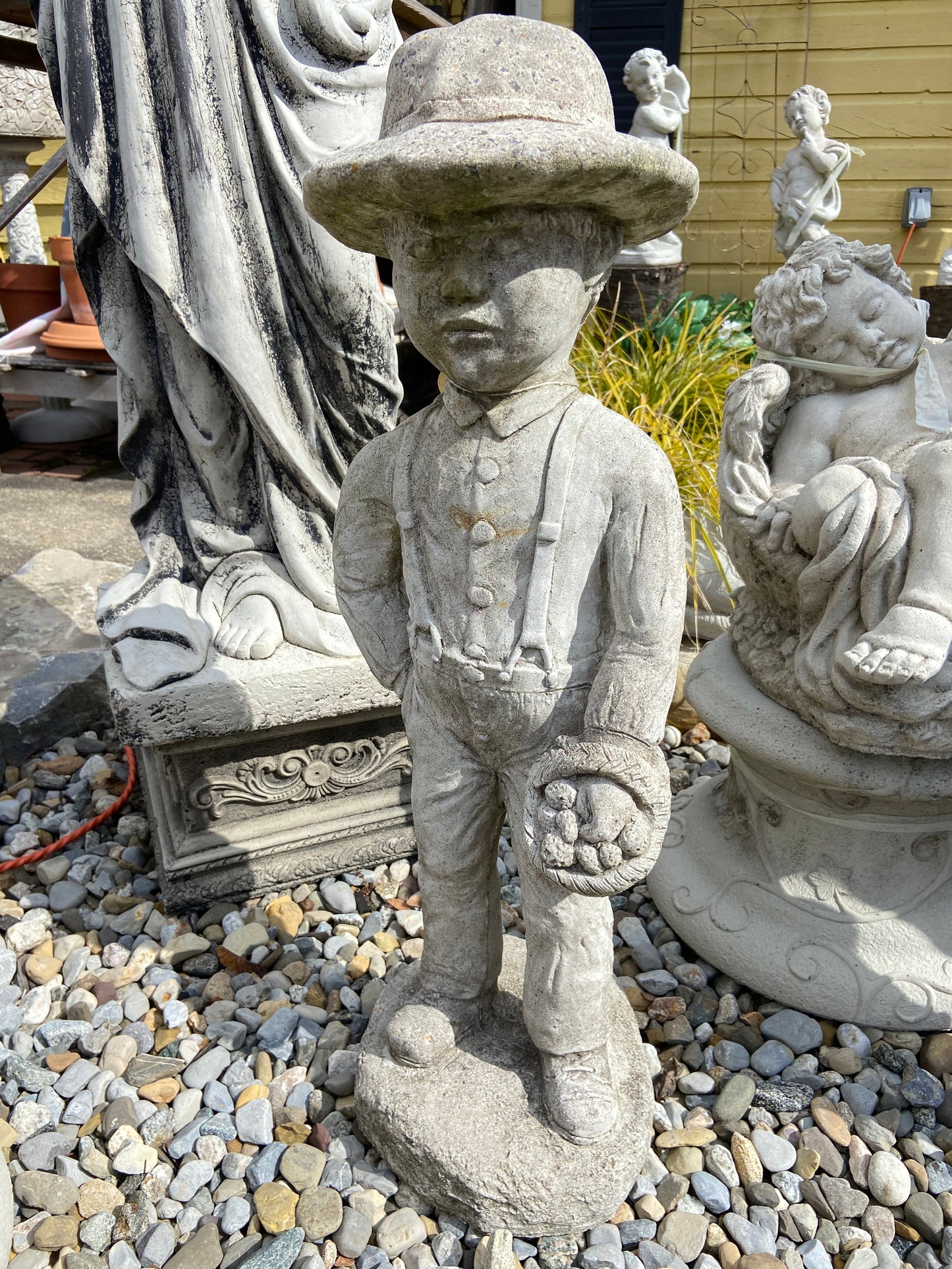 Amish Boy with Basket Statue