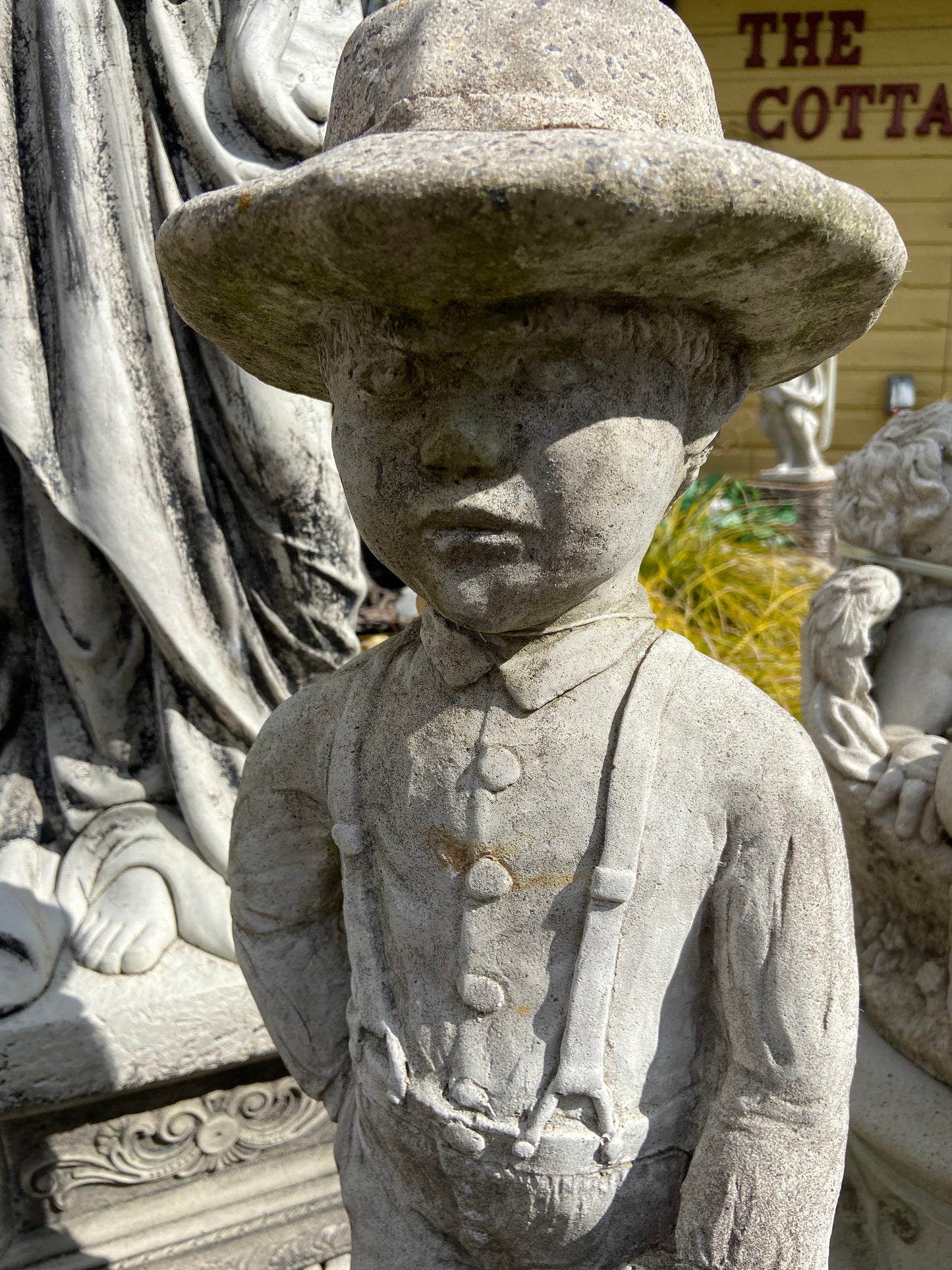 Amish Boy with Basket Statue