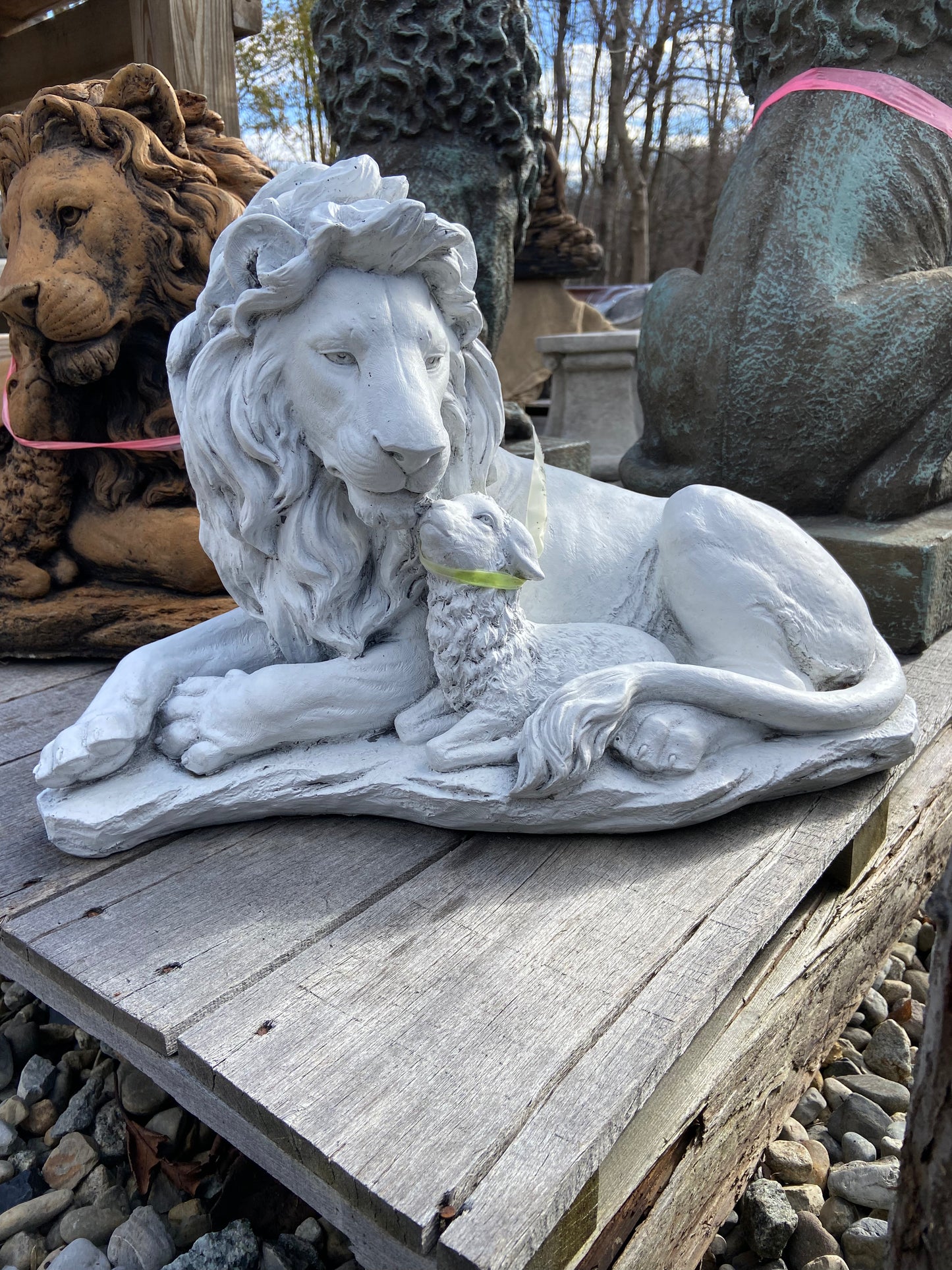Lion & Lamb 13” Tall Statue
